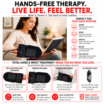 Red & Infrared Light Therapy Hand & Wrist Glove – 1,080 LED Device