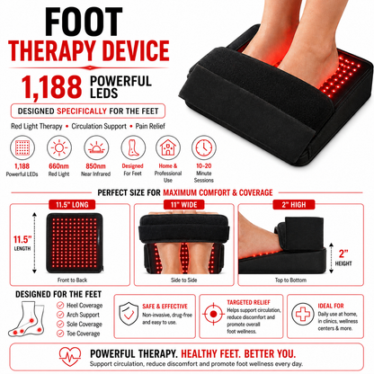 Red Light Therapy Foot Wellness Kit – 3 Pad Dual-Wavelength Light Therapy System