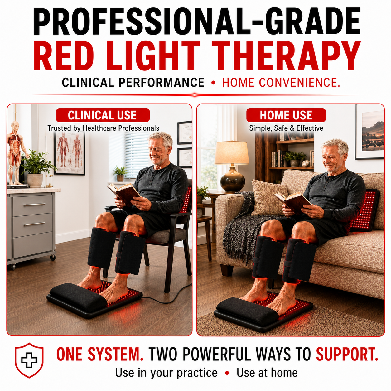 Red Light Therapy Foot Wellness Kit – 3 Pad Dual-Wavelength Light Therapy System
