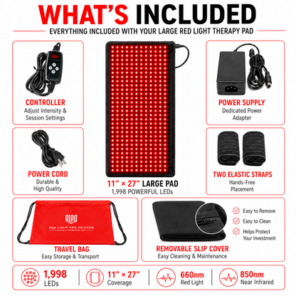 Large Red & Infrared Light Therapy Pad – 1,998 LED Dual-Wavelength Device
