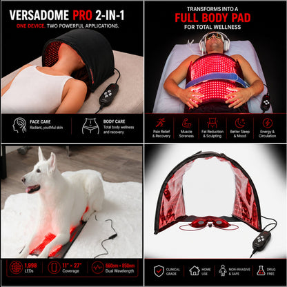 VersaDome Pro 2-in-1 Red & Infrared Light Therapy Dome – 1,998 LED System